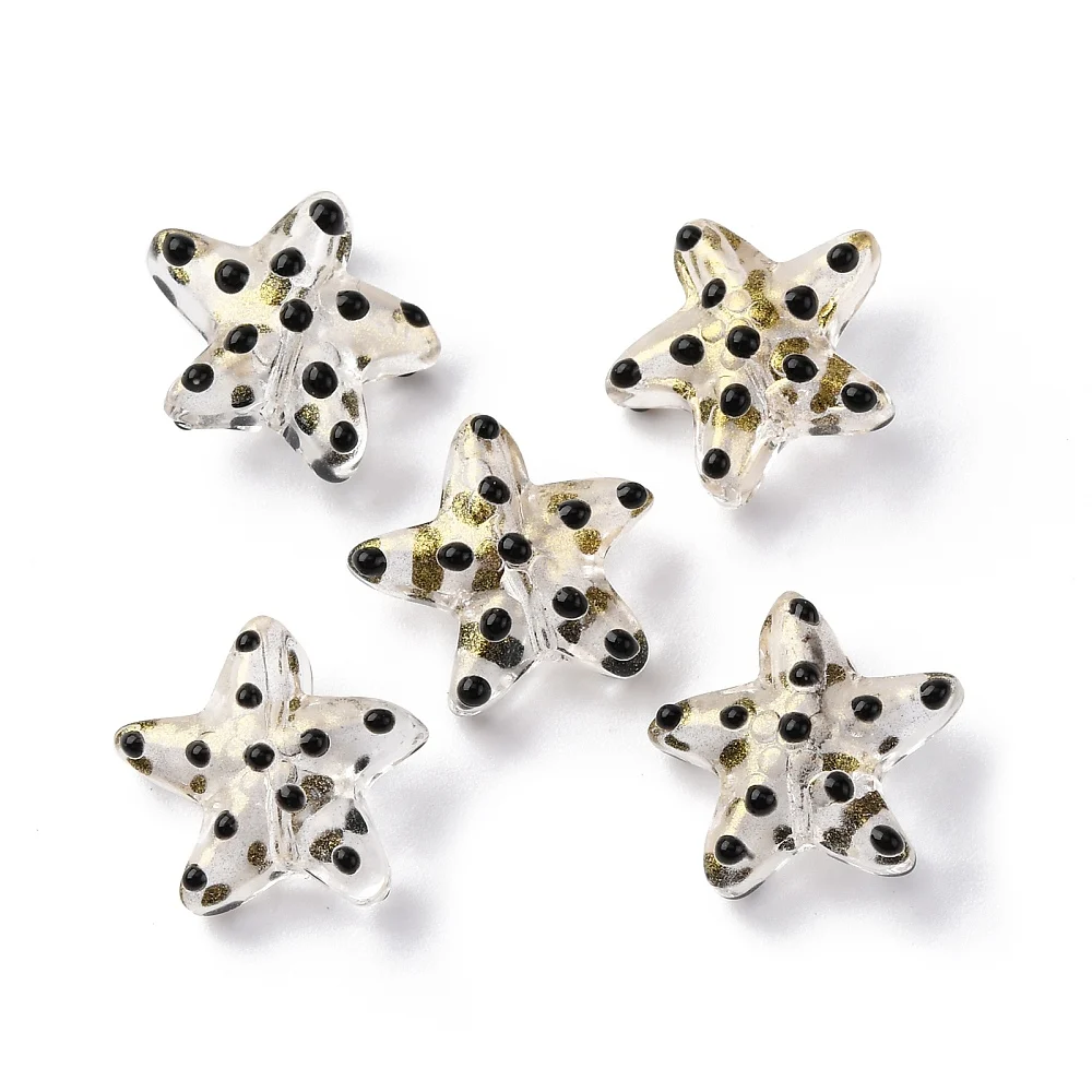PandaHall 2 Stränge handgefertigter Lampwork-Sternperlen, Polka-Dot-Muster in gemischten Farben für DIY-Halsketten-, Armband- und Schmuckgeschenke. – Detail 4