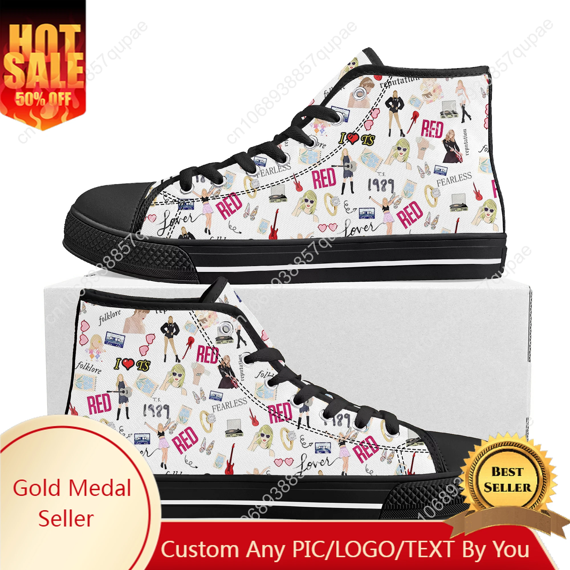 

Taylors Music Swifts High Top Sneakers Mens Womens Teenagers Fashion Canvas Sneaker Cartoon Custom Built Casual Couple Shoes