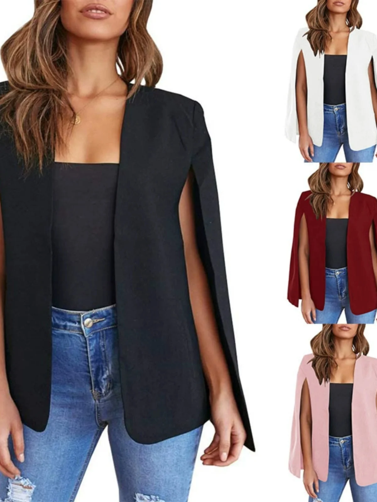 

Ele Multi-Color Women's oulder awl Outerwear Trendy Vest Sle Long Sve Loose Fit Commute Sle Pure Cotton