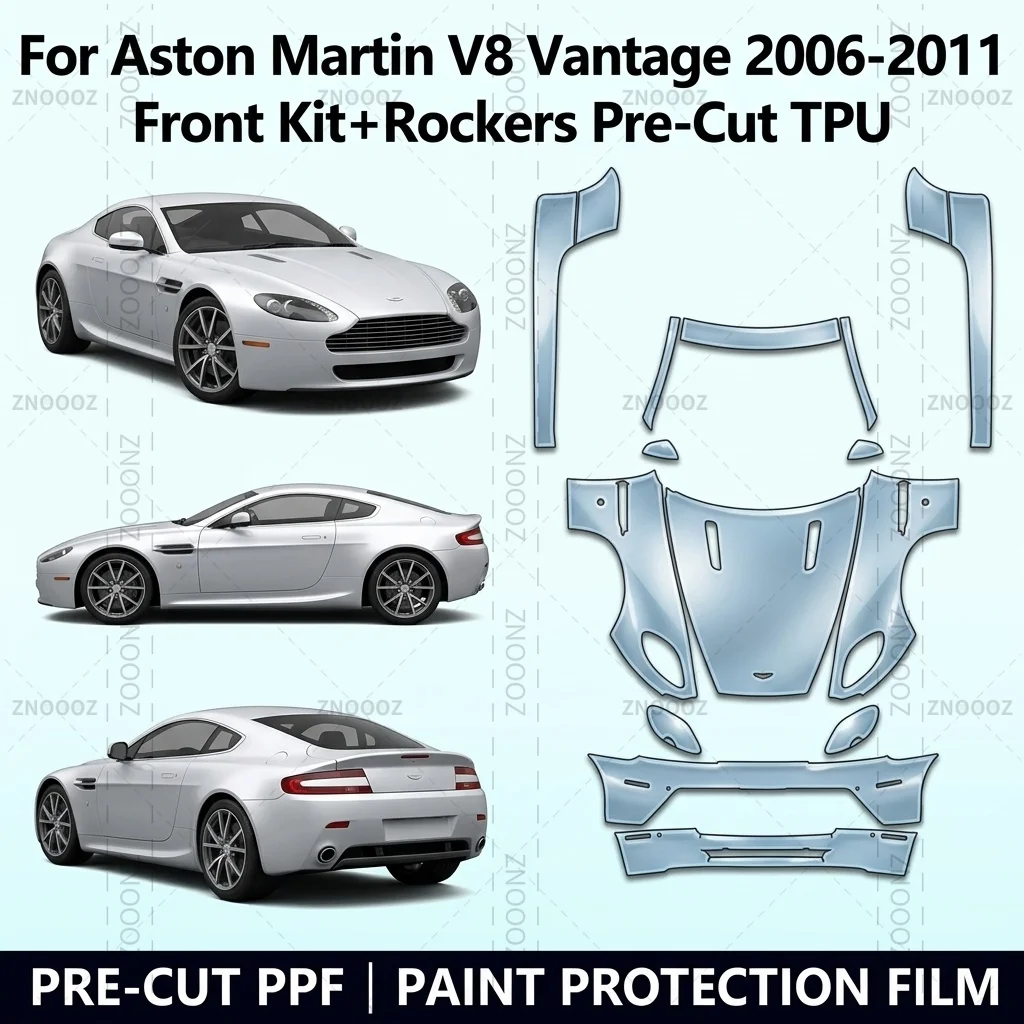 For Aston Martin V8 Vantage 2006-2011 Front Kit+Rockers Pre-Cut TPU PPF Paint Protection Self Healing High Gloss Anti