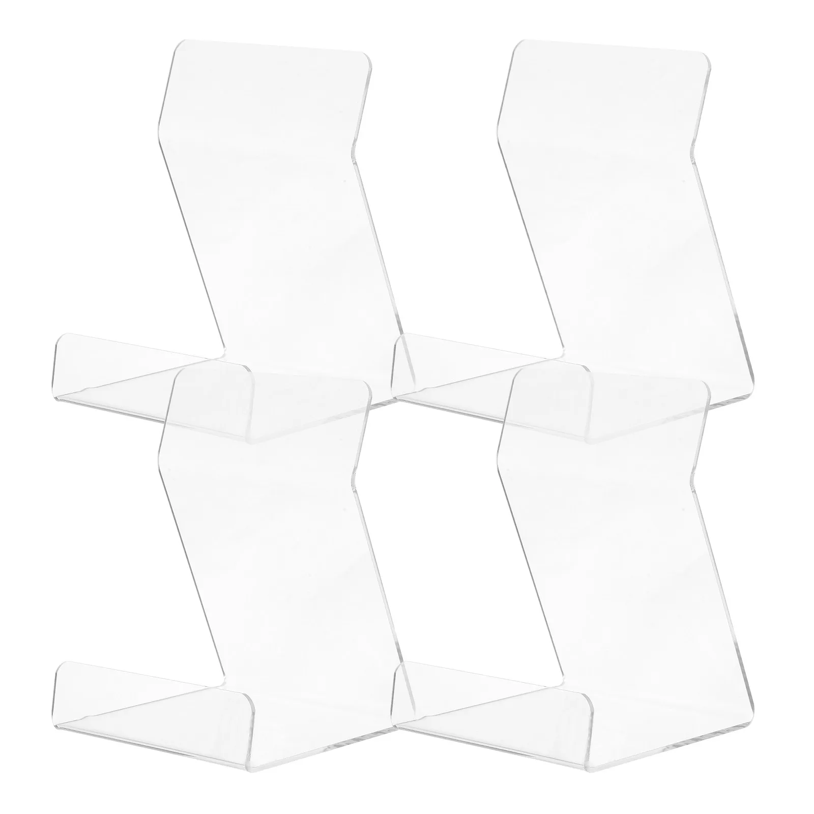 4Pcs Acrylic Transparent Book Stand Multi-Purpose Clear Display Holder for Books Records Plates Home Office Display