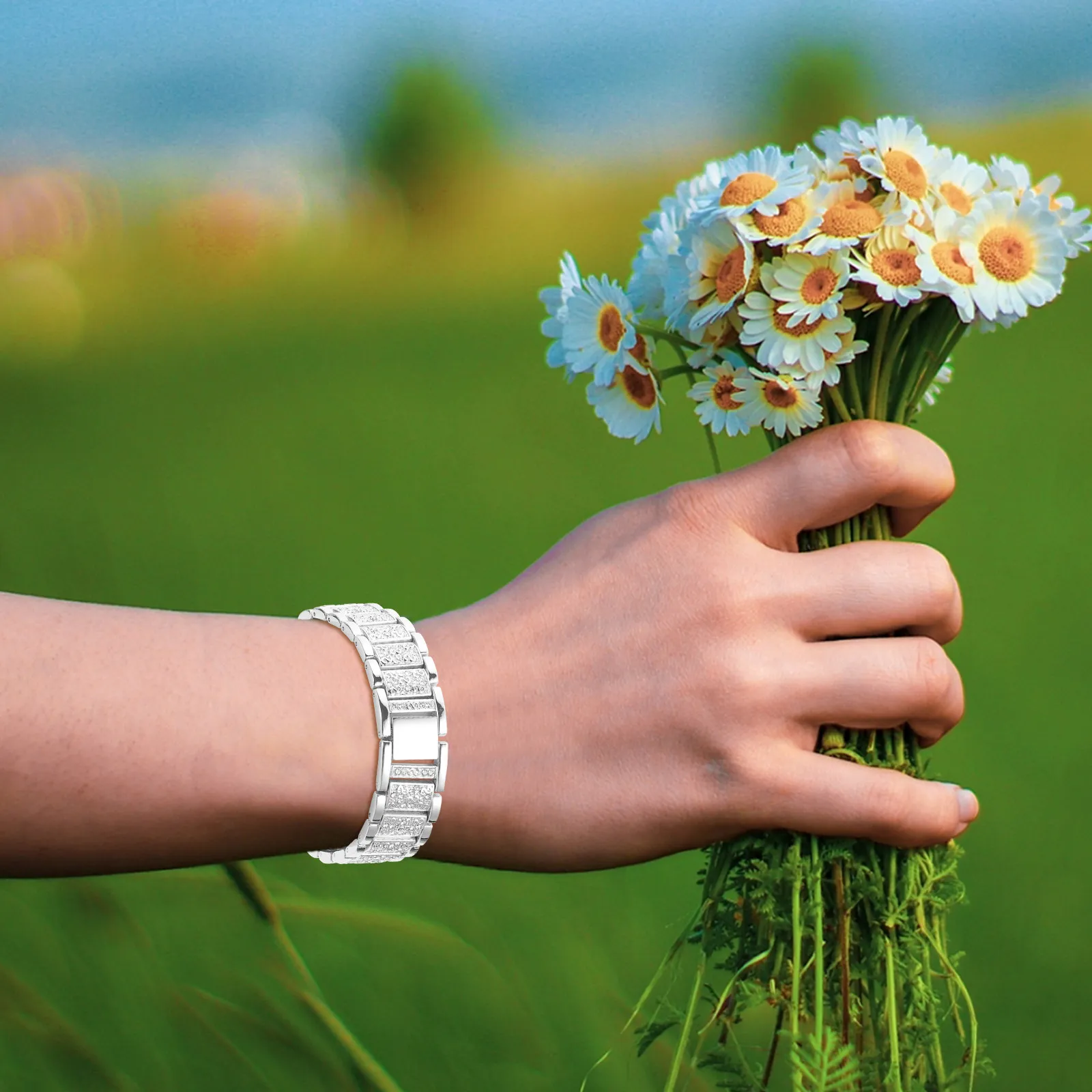 

Элегантный ремешок для часов с инкрустацией стразами, устойчивый к царапинам металлический браслет, удобный в носке, замена ремешка для смарт-часов