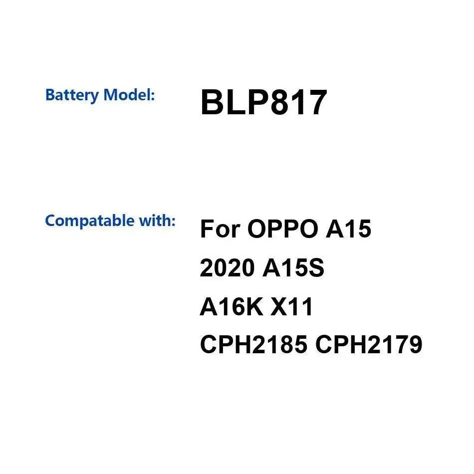 

Надежный блок питания, аккумулятор для мобильного телефона 4230 мАч для Oppo A15 2020 A15S A16K X11 CPH2185 CPH2179, высокая емкость BLP817