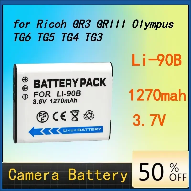 

1270mAh DB-110 Battery for Ricoh GR3 GRIII, Olympus TG6 TG5 TG4 TG3, Replacement for LI-90B LI-92B Rechargeable Camera
