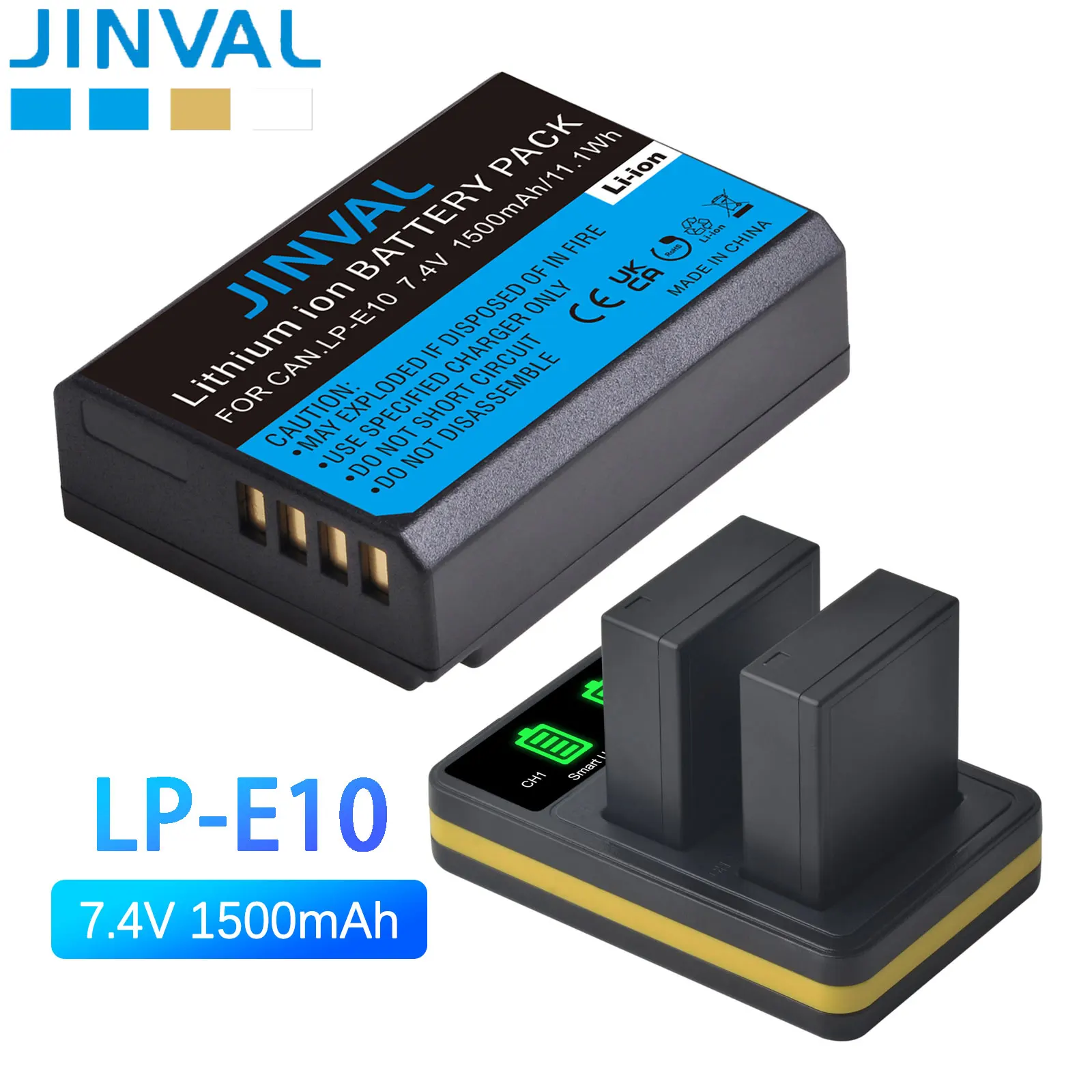 JINVAL LP-E10 Fast Dual Charger 1500mAh LPE10 Battery For Canon EOS 1100D 1200D 1300D 2000D 4000D Rebel T100 Kiss X