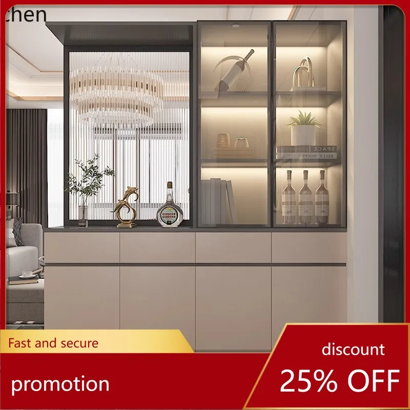 ZMLSolid Wood Shoe Cabinet Entryway Cabinet Integrated Entryway Door Glass Screen Partition Cabinet