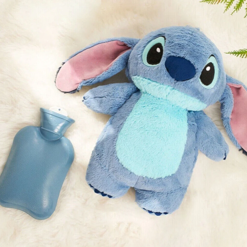 Stitch Home Hot Water Filling Bag 500ml Cute Hot Water Bottle Bag Soft Plush Shoulder Hand Warmer Winter Plush Warm Hand Bag