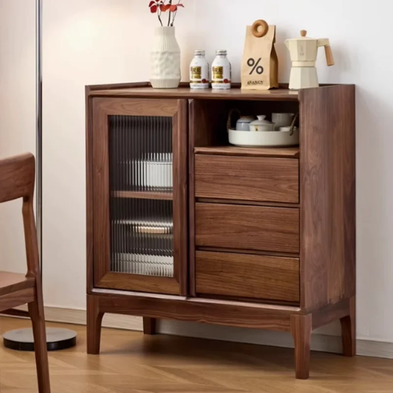 

Solid wood home dining sideboard living room dining room storage cabinet glass door storage cabinet pantry cabinet