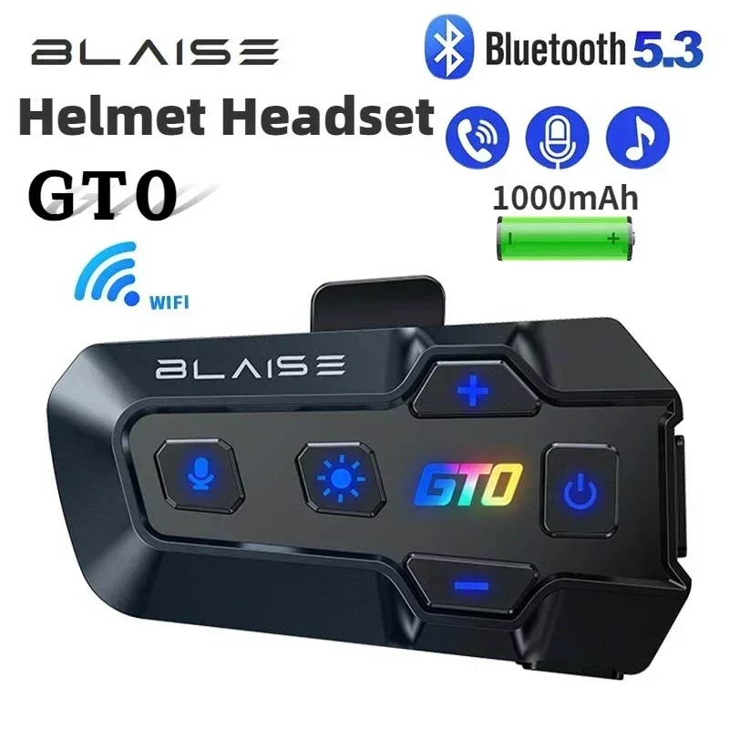 

BLAISE GT0 Motorcycle Helmet Headset Bluetooth Stereo Wireless Hands-Free Call IPX6 Waterproof 1000mAh Long Battery&RGB Light