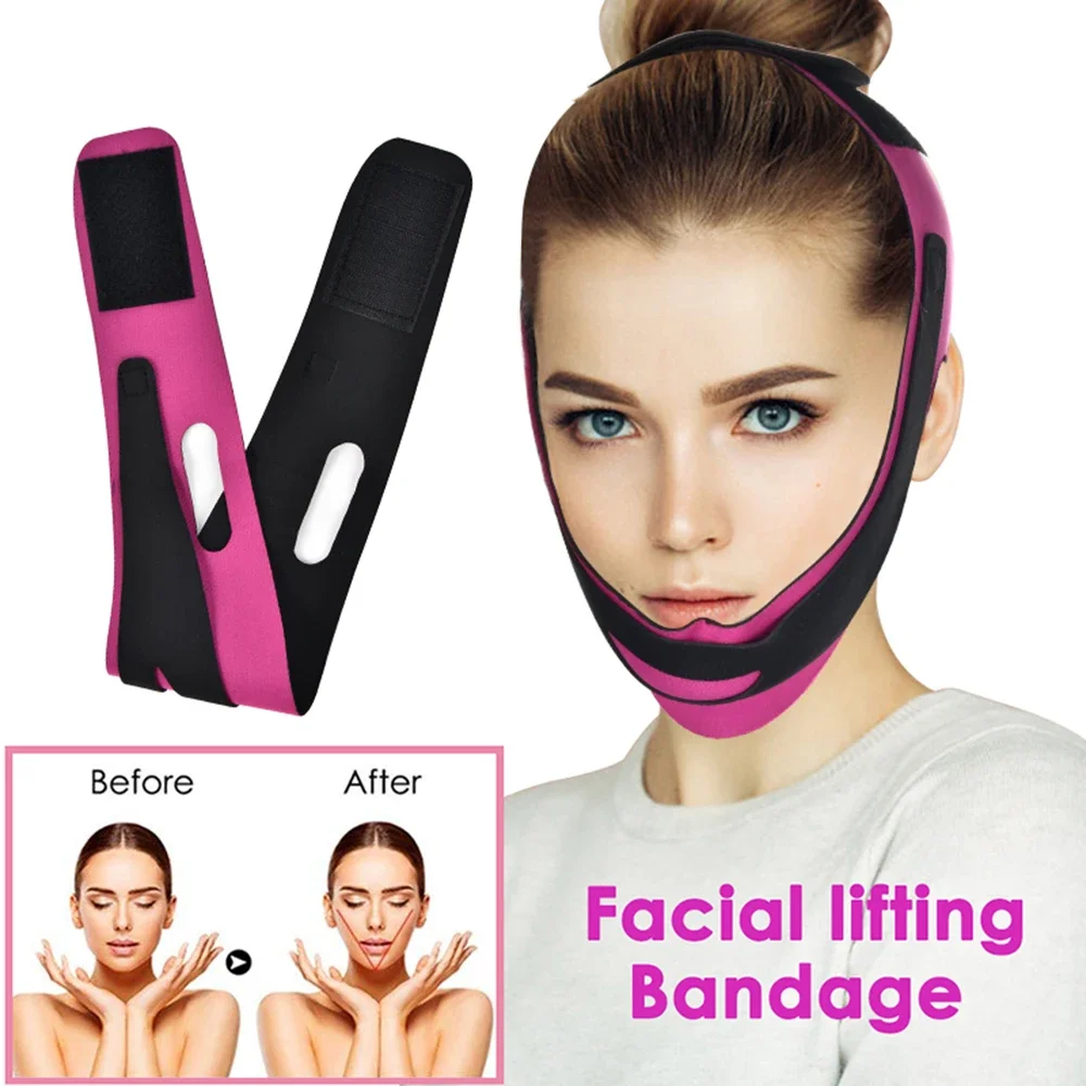 Face Slimming BANDAGE V Line Facial Shaper Elastic Double Chin Remover Lift UP เข็มขัดเครื่องนวดหน้าผู้หญิงสายคล้อง Skin Beauty Care