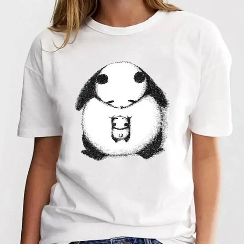 Nowa Panda piękna urocza koszulka odzież kreskówka wydruk graficzny z krótkim rękawem moda na co dzień Plus rozmiar T Shirt kobiet