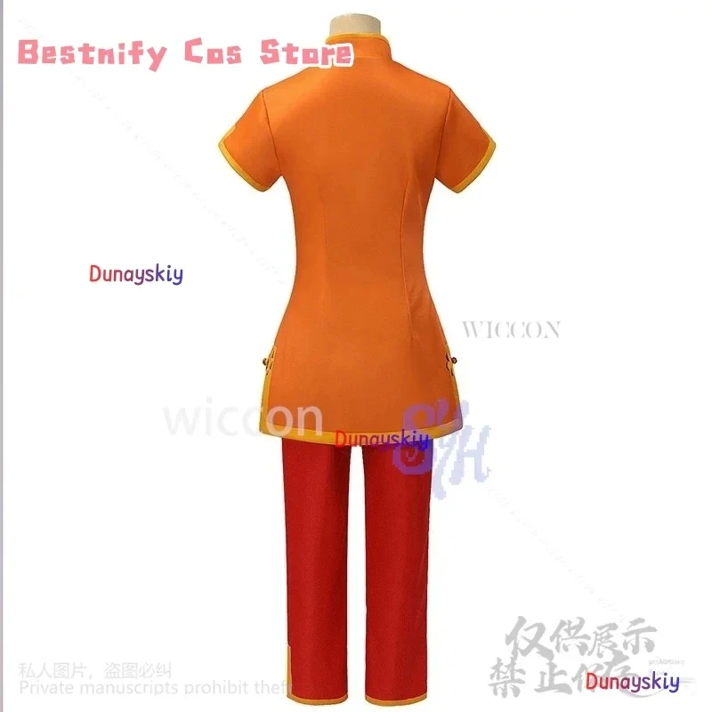

3,k;6\g/CosplaySakura cosplay HongKong costume Anime Card Captor Cheongsam orange Mini Dress pants wigs Halloween party k;6,y'9\