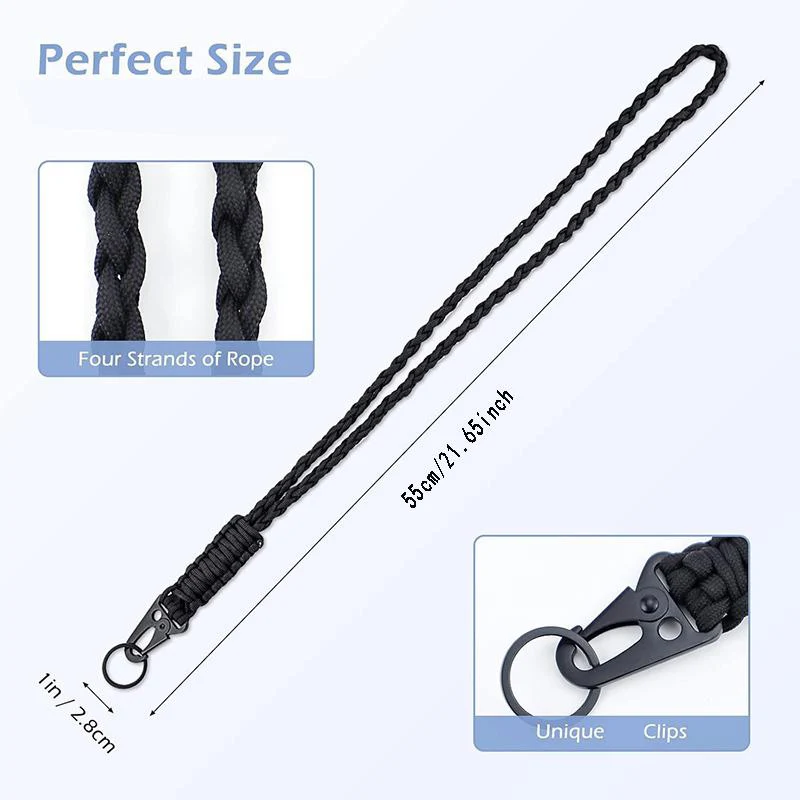 

Tactical Braided Paracord Lanyard with Carabiner Clip Anti-Falling Safety Tool Lanyard for Outdoor Camping Traval Hiking Climb