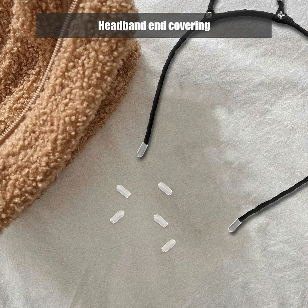 

200Pcs Clear Rubber Headband End Caps Diy Hair Accessories Replacement Tips For 6Mm Headbands Styling Supplies