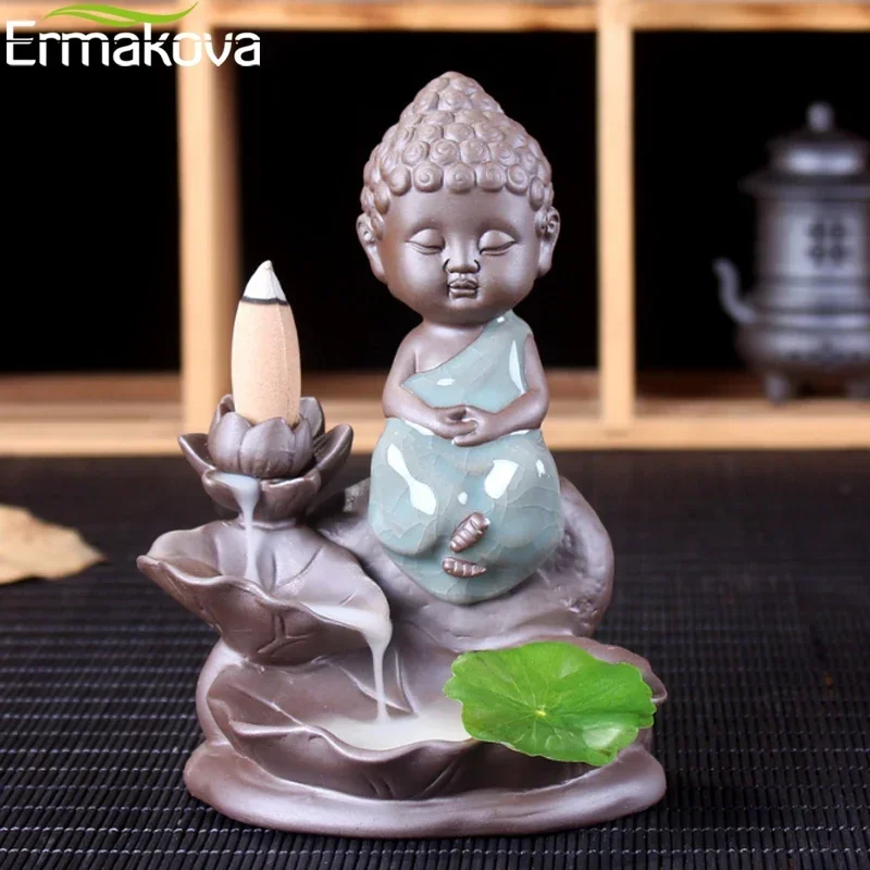 ERMAKOVA Ceramic Stick Incense Burner Backflow Cone Incense Holder for Aromatherapy Home Meditation Yoga Spa Aromathe Decoration