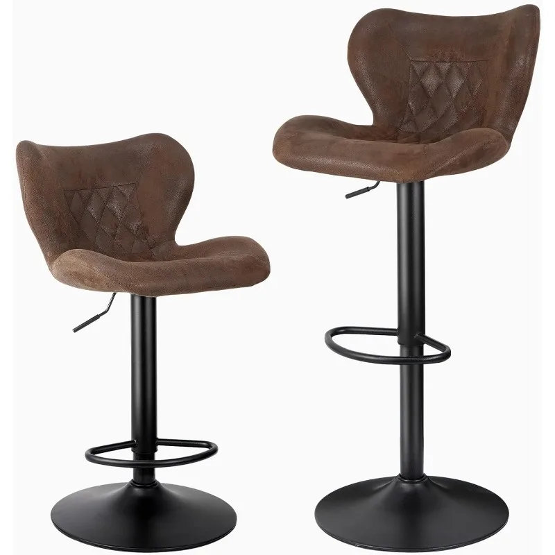 

Set of2 Bar Stools,Counter Height Adjustable24-33inch Bar Chairs with Back&Footrest,360° Swivel Barstool Chairs Counter Barstool