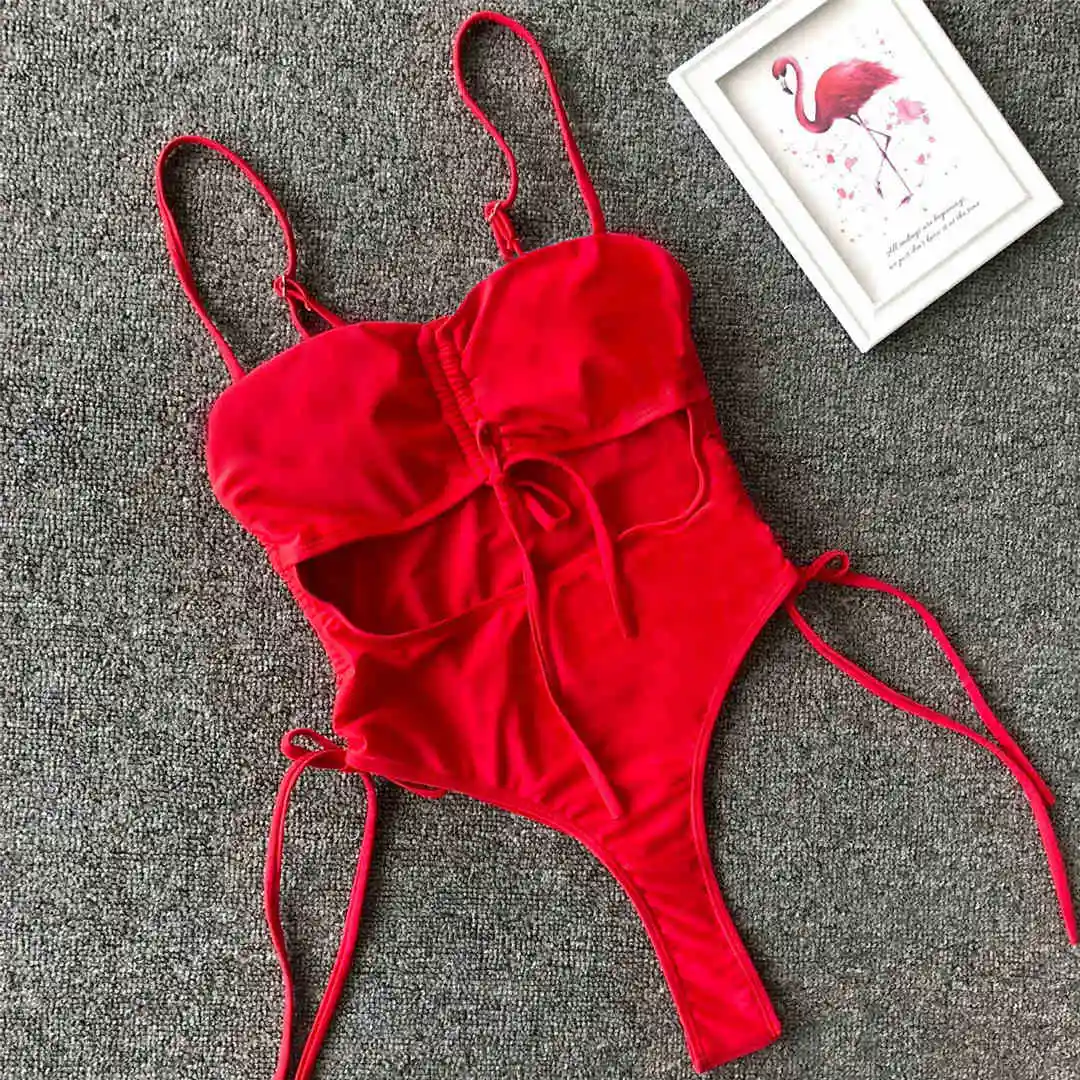 Sexy, mit Schnürung versehener, bauchfreier Monokini-Badeanzug, einteiliger Badeanzug für Damen, Badebekleidung, Damen-Badeanzug mit Leopardenmuster, String-Badehose, Badebekleidung, V1290. – Detail 35