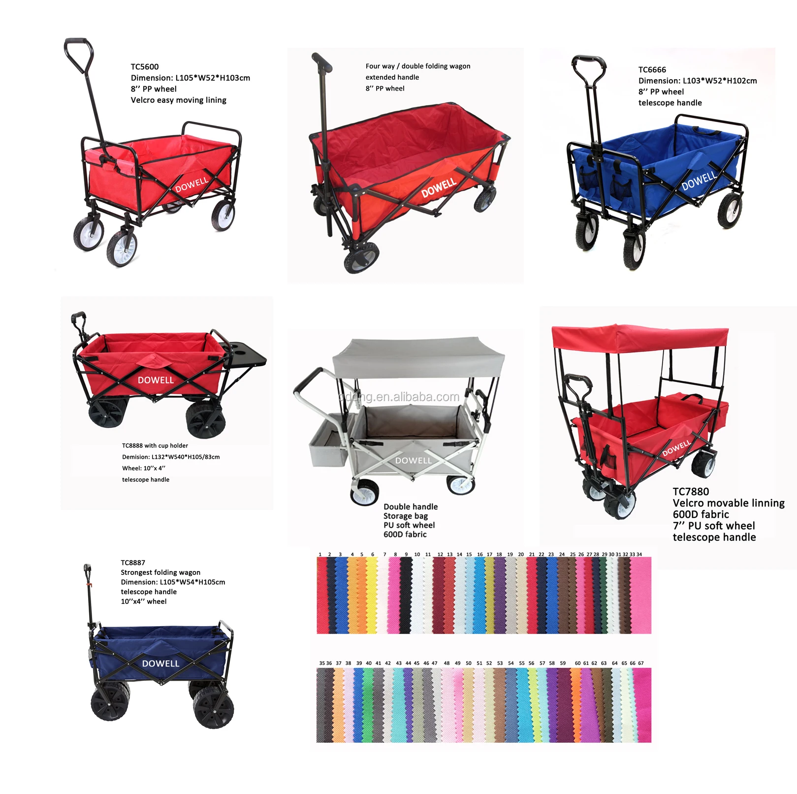 Adjustable Heavy Duty Collapsible Folding Utility Car Wagon Outdoor Camping Cart Beach Picnic Foldable Camping Pull Wagon - view 4