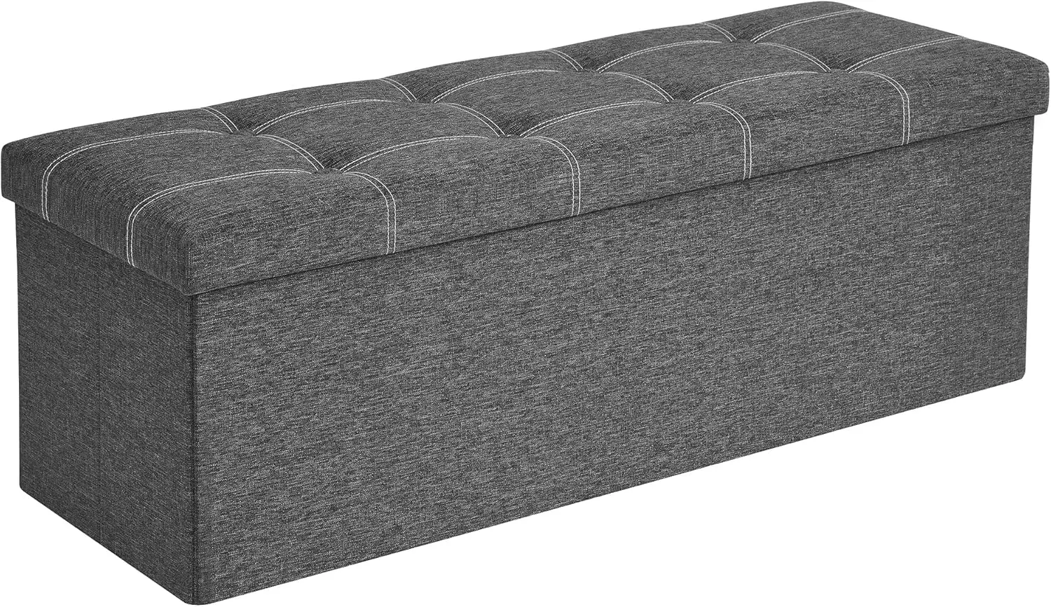 

43-Inch Foldable Storage Ottoman Bench, 35-Gallon Capacity, Supports 660 lbs, Dark Gray for Living Room or Bedroom