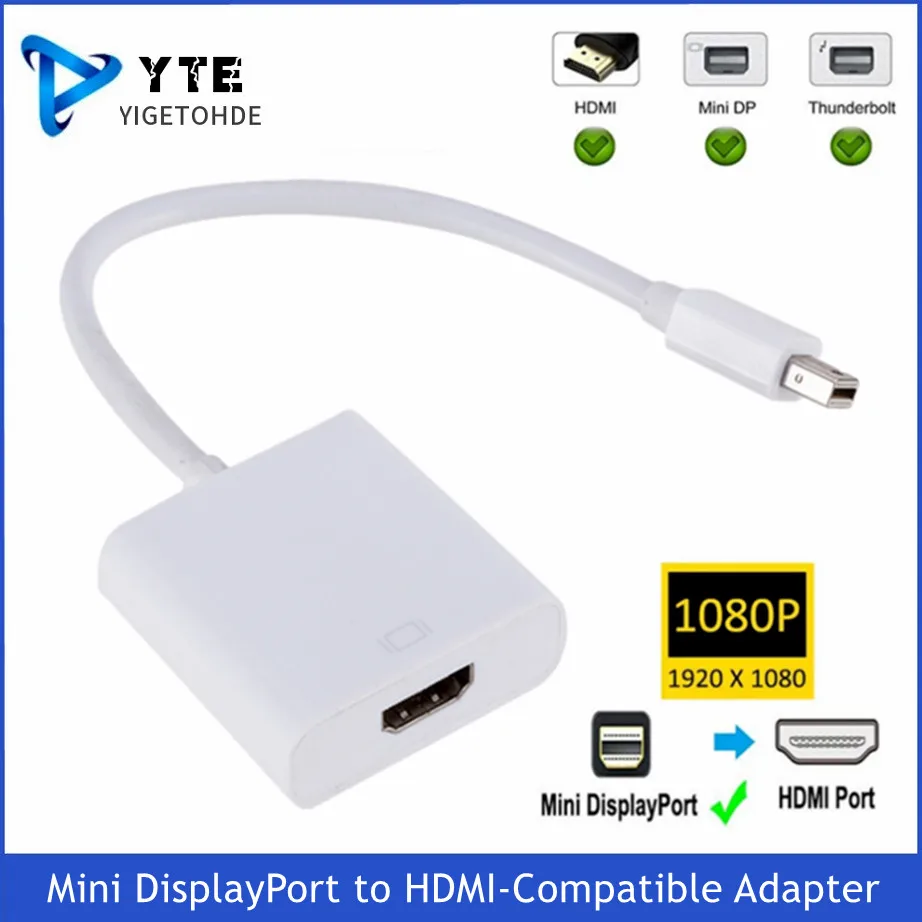 

YIGETOHDE Mini DisplayPort Display Port to HDMI-Compatible Adapter Cable Thunderbolt 2 HDMI Converter For MacBook Air 13 Surface