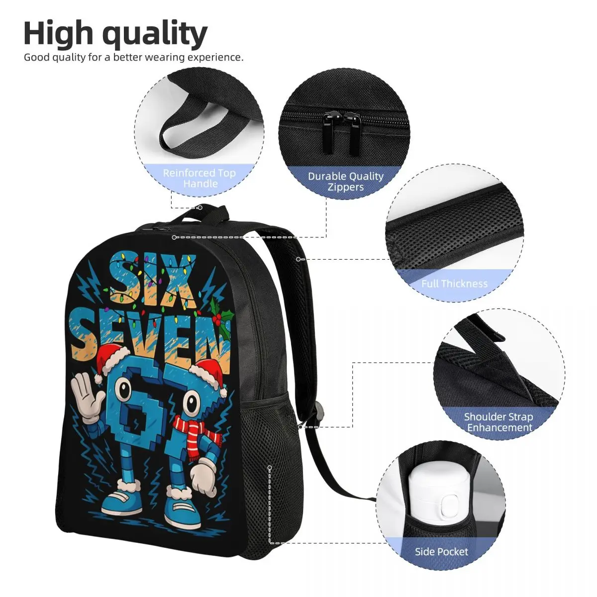 Children's Kids Meme 67 Six Seven 6 7 Italian Brainrot Christmas Backpack Preschool Kindergarten Backpacks Bag for Boy and Girl