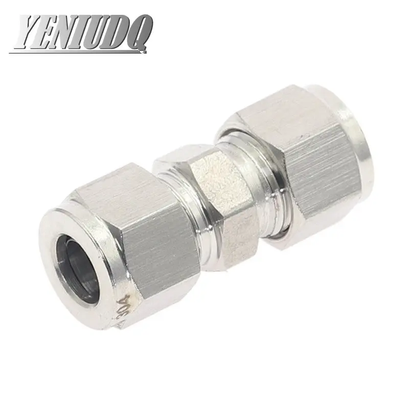1 szt. Złączka prosta kompresyjna do rur o zmiennej średnicy 3~12mm, z podwójną zaciskową tuleją, ze stali nierdzewnej SS 304.