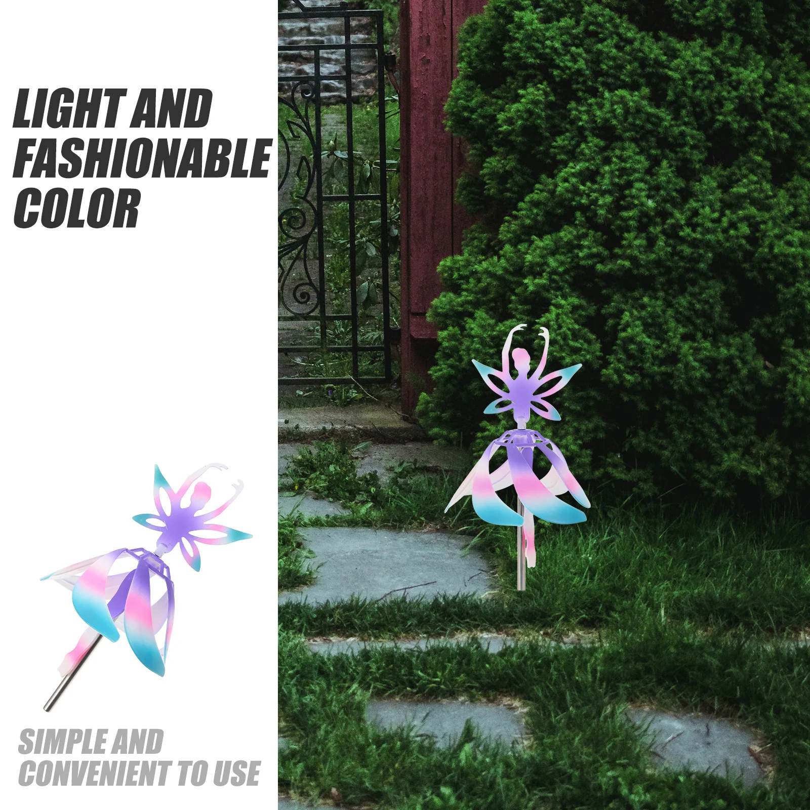 

1pc Color Changing Rotating Wind Chime Fairy-Shaped Durable Premium Material Home Decor Garden Pendant Practical Wind Bell