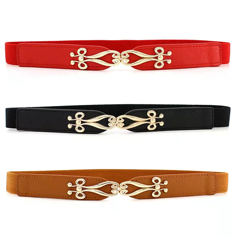 Fashion Elastic Waistband Elegant Cummerbund Women Dress Buckle Belt Strap Waist