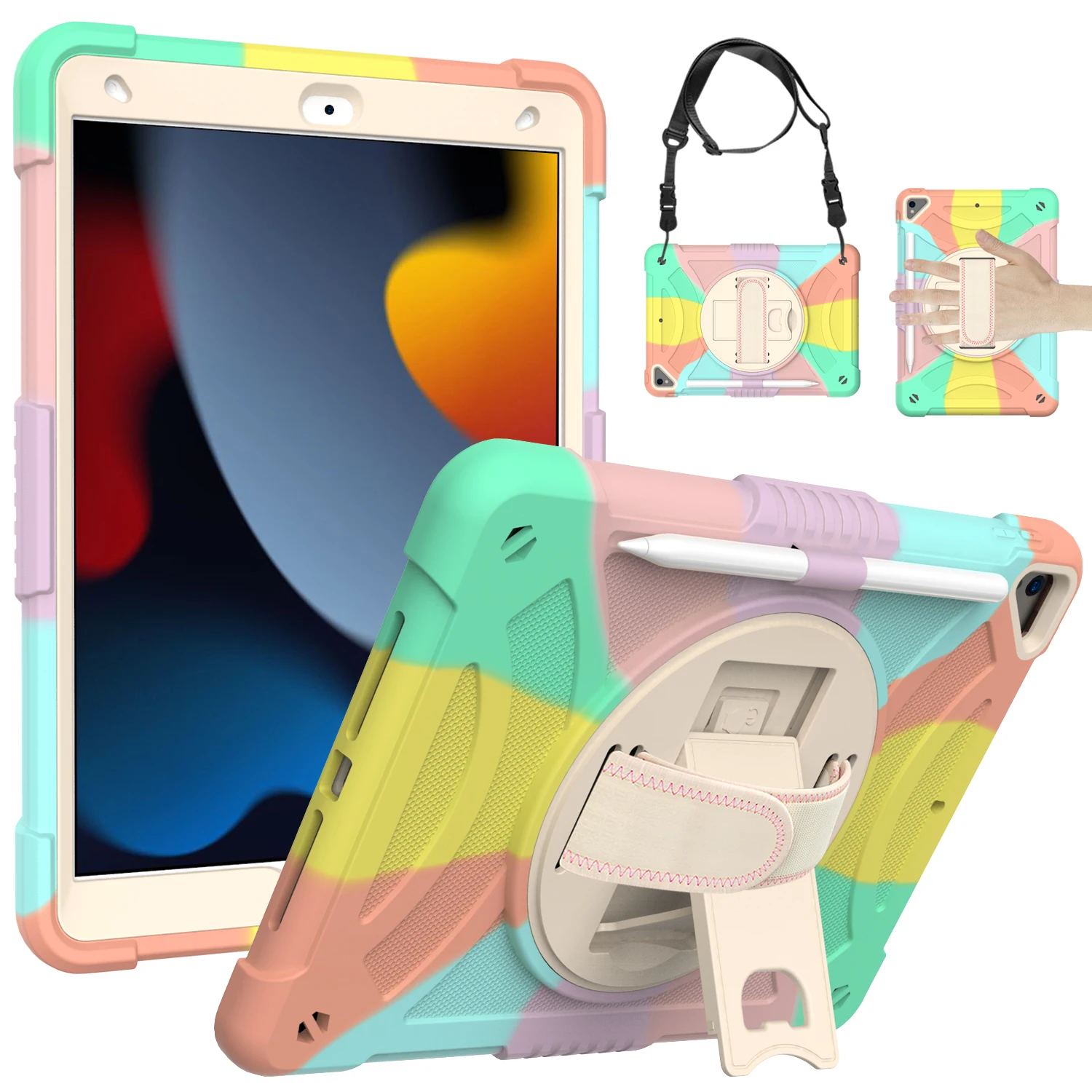 

Heavy Duty Kickstand Case For iPad A16 2025 11th 10.9 2022 10th 10.2 2019 2020 2021 7th-8th-9th Gen. 360 Rotating 2-in-1 Cover