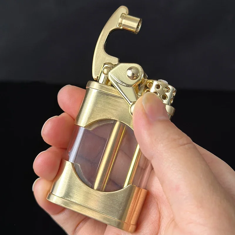 2024 Zorro New Windproof Waterproof Kerosene Lighter with Transparent Oil Tank Creative Retro Grinding Wheel Flint Metal Lighter