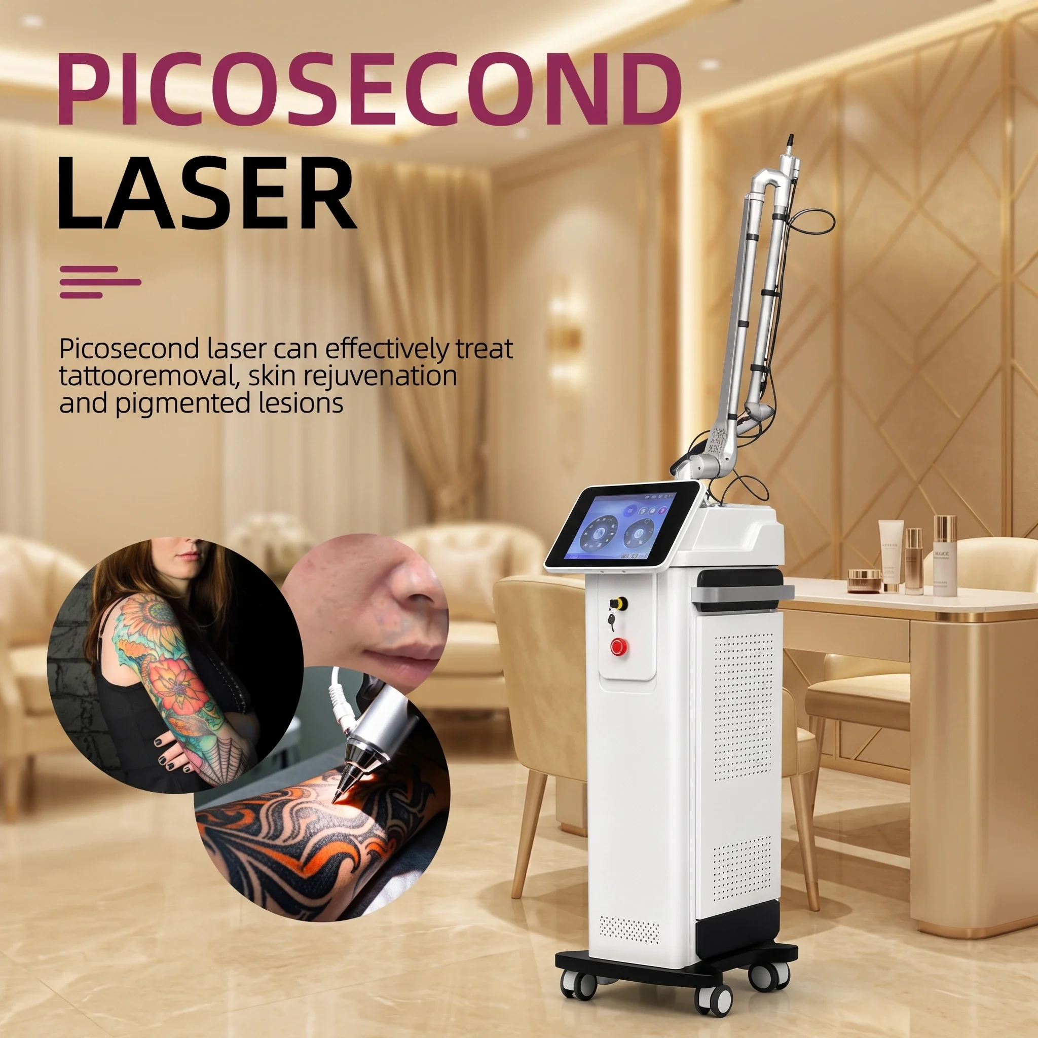 Hot Selling Professional Q-Switched Nd Yag PicoLaser Picosecond Tattoo Removal Laser Equipment Pigment Machine