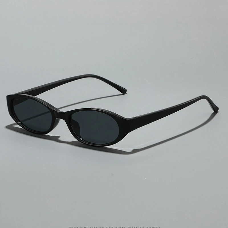 Retro Oval Sunglasses Women Men Y2k Narrow Cat Eye Transparent Sunnies Skinny Shades Blue Brown Lens Punk Rectangle Sun Glasses
