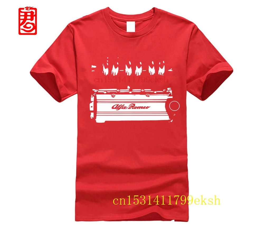 2024 Summer New Cool Tee Shirt Romeo T Shirt V6 Busso GTV GTA 166 155 GT Alfa Legend Engine Car Gift Cotton T-shirt