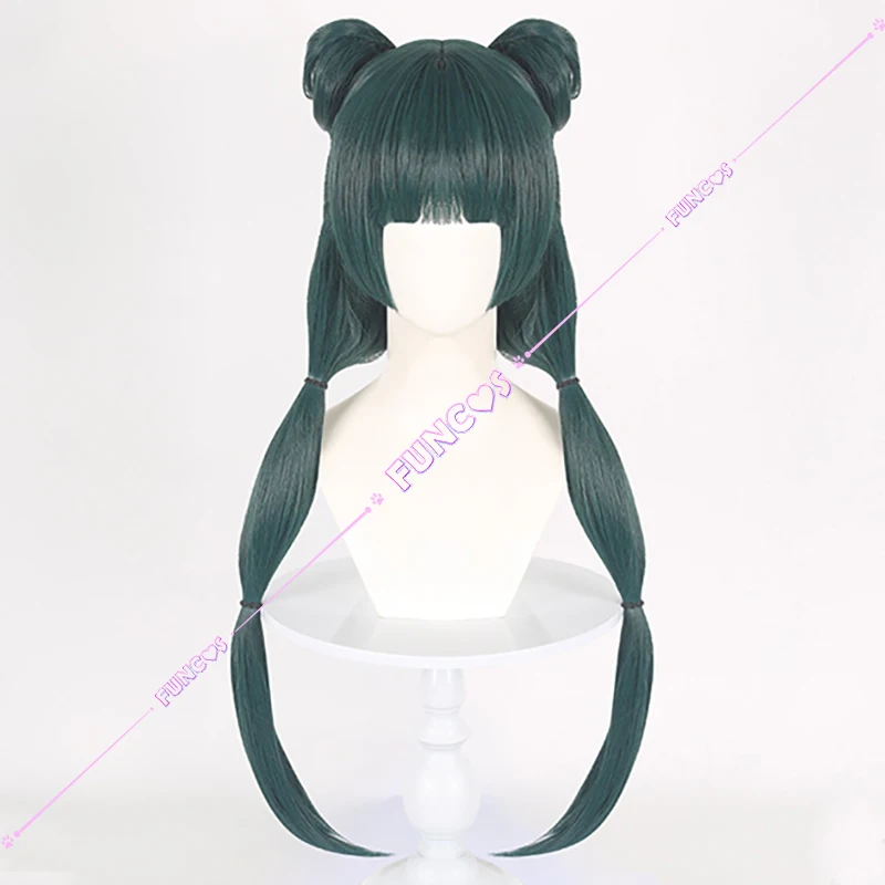 Anime The Apothecary Diaries Maomao Cosplay Wig Earrings Green Hair with Double Buns Kusuriya No Hitorigoto Hairpins Maid Hair