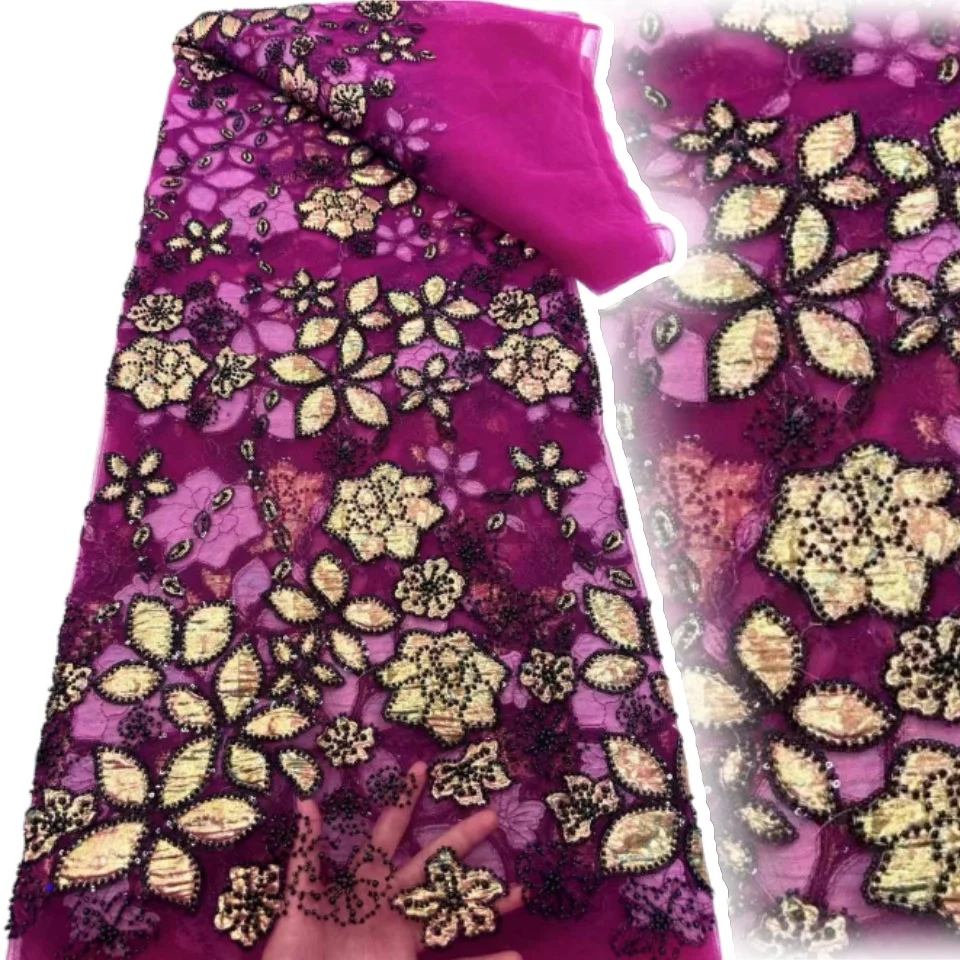 

Роскошная французская сетчатая тюлевая кружевная ткань с блестками, 2021, высокое качество, 5 ярдов, африканская кружевная ткань, нигерийское сетчатое праздничное платье, шить SZ1757