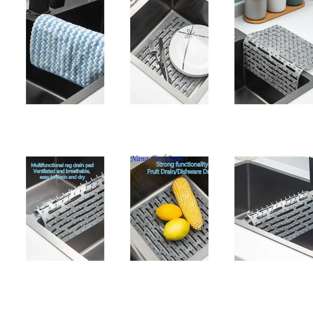 

31GJ Silicone Sink Divider Protector Kitchen Sink Saddle Heat Resistant Non-slip Sink Mat Super Soft Thin Easy to Clean