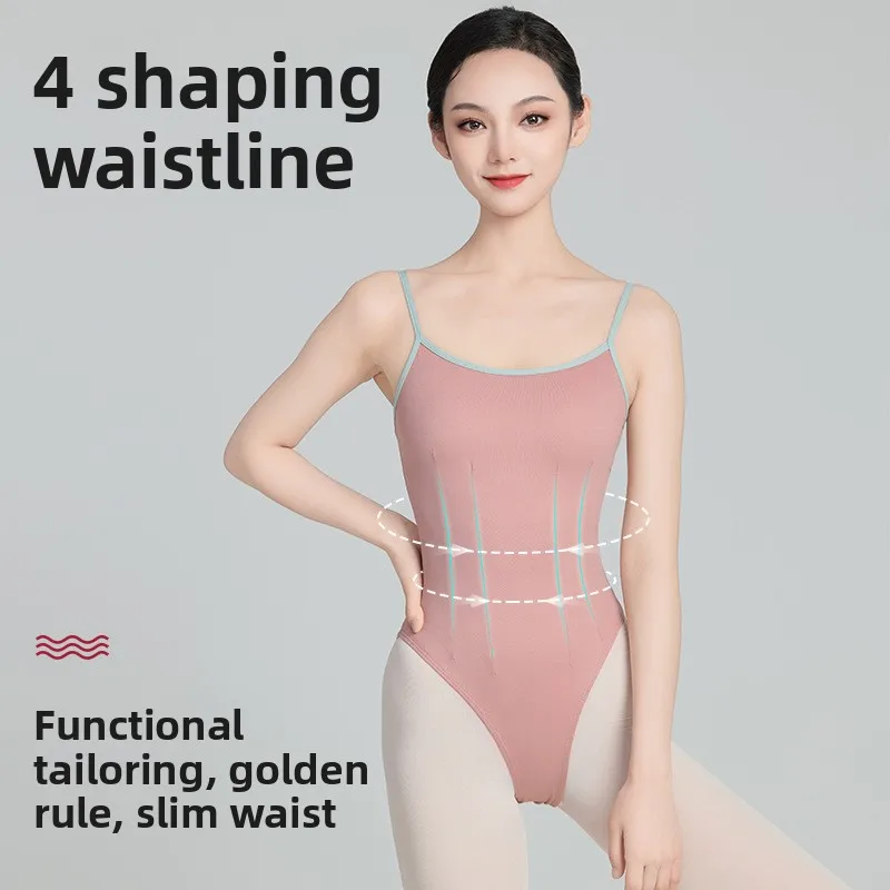 Leotardos de Ballet para niñas, Color dopamina, empalme cruzado, Halter, gimnasio para mujeres, práctica de baile, traje de baño sin espalda con cuello Halter de alta cadera