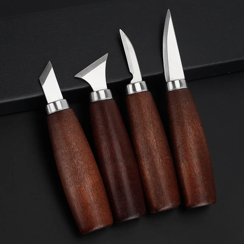 4 قطعة طقم أدوات نحت الخشب إزميل النجارة القاطع أداة اليد مجموعة الخشب نحت سكين DIY تقشير نحت الخشب