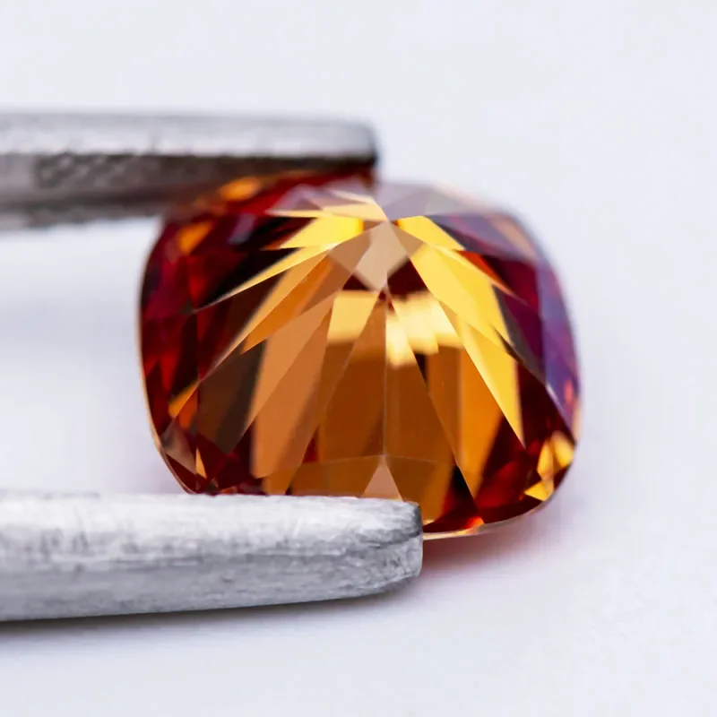 Moissanite Gemstone Cushion Cut Garnet Color Lab Grow Diamond For Advanced Jewelry Rings Earrings Making With GRA Certificate