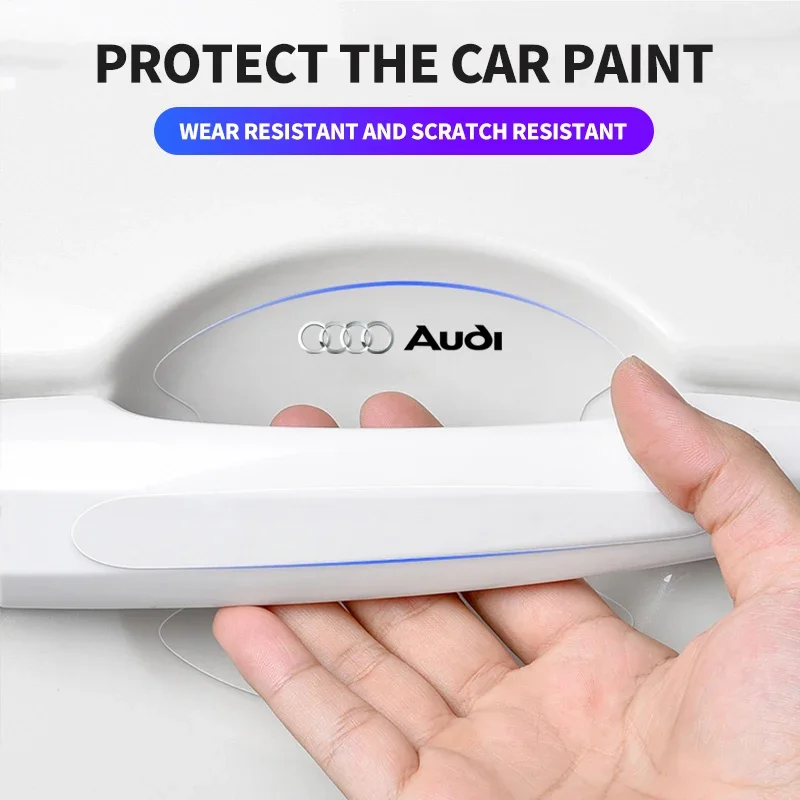 شفافة مقبض باب السيارة حامي الباب السلطانية لاصق الشعار لأودي S3 S5 S1 S4 S2 S6 RS3 RS4 RS5 RS6 RS8 B8 B6 TT A2 A3 A4 #5