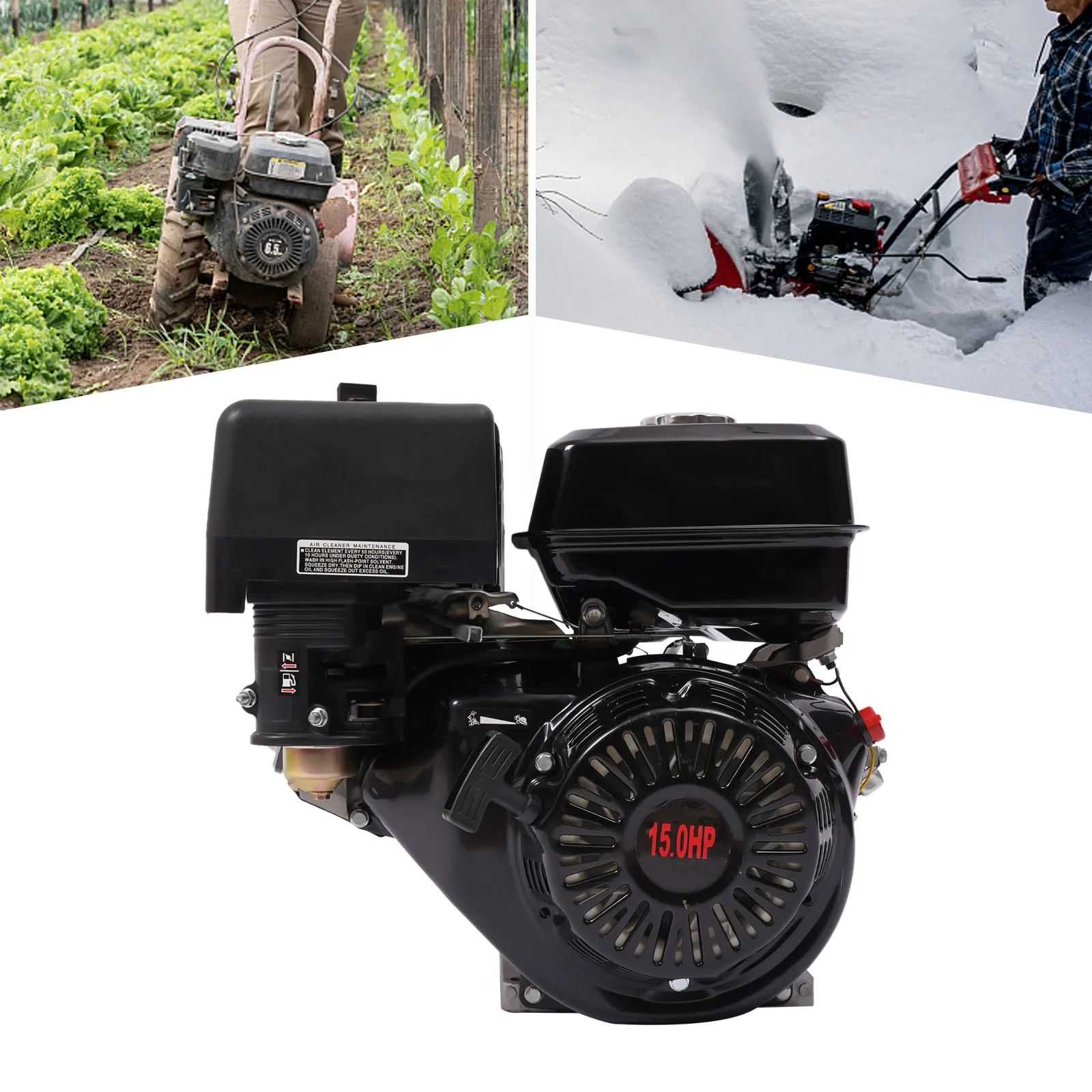 Black Start 15 HP Go Kart Gas Engine Log Splitter Recoil/Manually Starting The engine OHV Motor