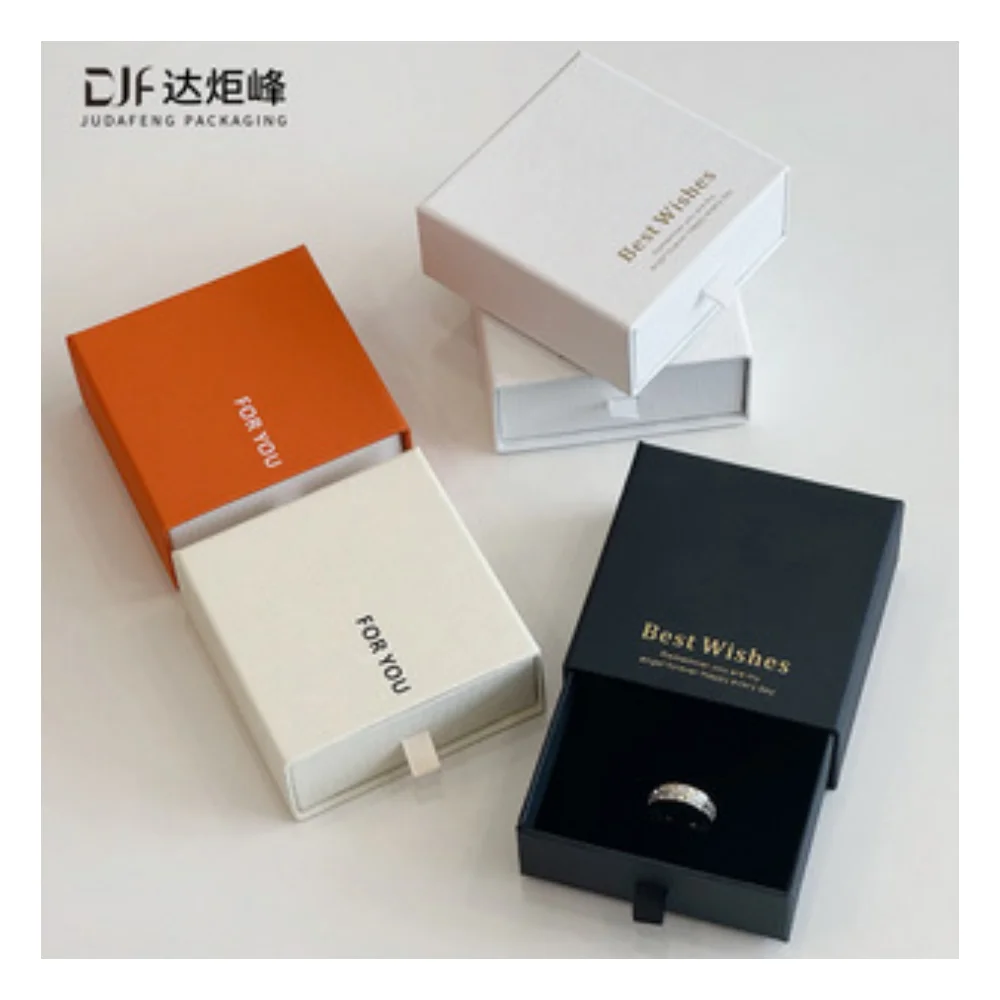 100-Pack Bulk White Cardboard Drawer Box Custom Logo 10x10x2.5cm Earrings Rings Necklace Bracelet Organizer Storage Case Box