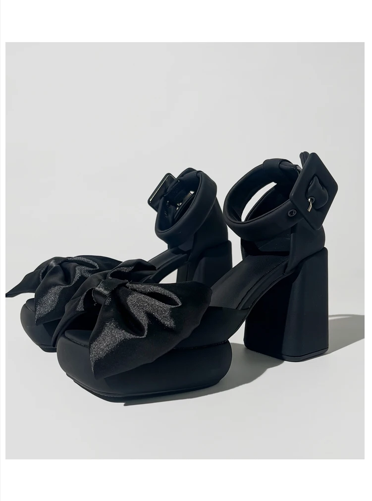 สีชมพูรองเท้าส้นสูงรองเท้าแตะผู้หญิงหวาน Girly สไตล์รองเท้าสุภาพสตรีสีดํารองเท้า Lolita รองเท้ารองเท้าส้นสูง