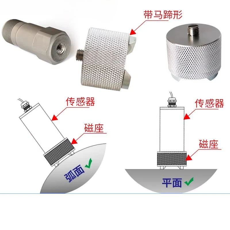 Sensor Bottom Strong Magnetic Base Threaded Mount Magnet Block Transmitter Base with Horseshoe Foot Curved Surface Available