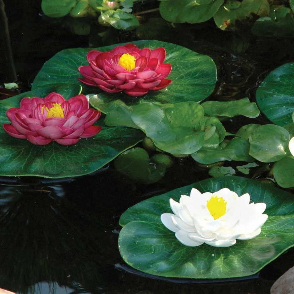 Floating Lily Pad Pond Decor Set of 3 UV Resistant Weatherproof Multicolor Pond Accessories Fish and Plant Safety