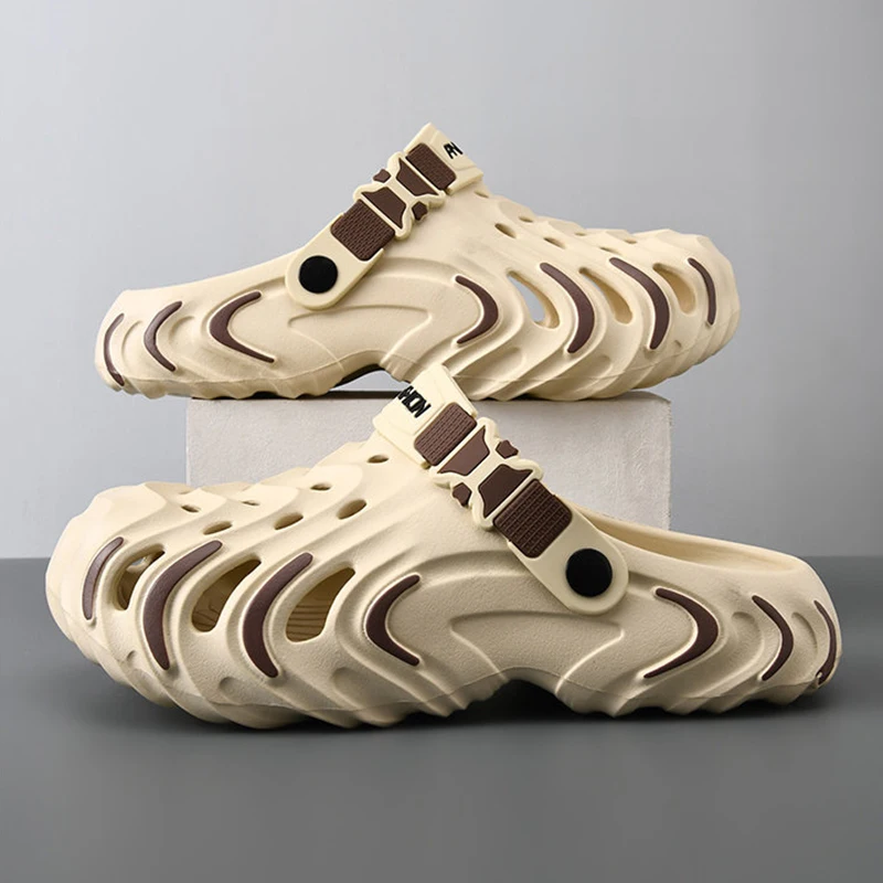 Men Summer EVA Hole Slippers Lightweight Soft Thick Sole Non‑Slip Breathable Casual Outdoor Beach Shower Walking Shoes view 2