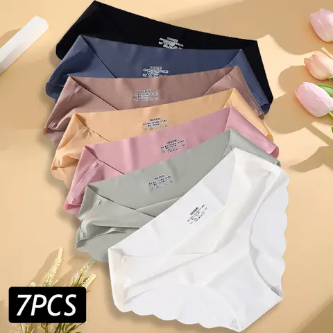 7 개/대 원활한 실크 팬티 여성을위한 섹시한 팬티 편안한 속옷 소녀 실크 팬티 여성 속옷 탄성 란제리