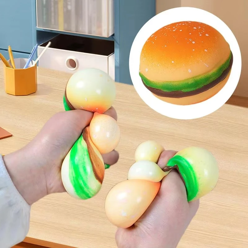 Squeeze Food Shape Toy para adultos e crianças, hambúrguer, descompressão, interessante, novidade, relaxamento, portátil, pinça, brinquedos de viagem