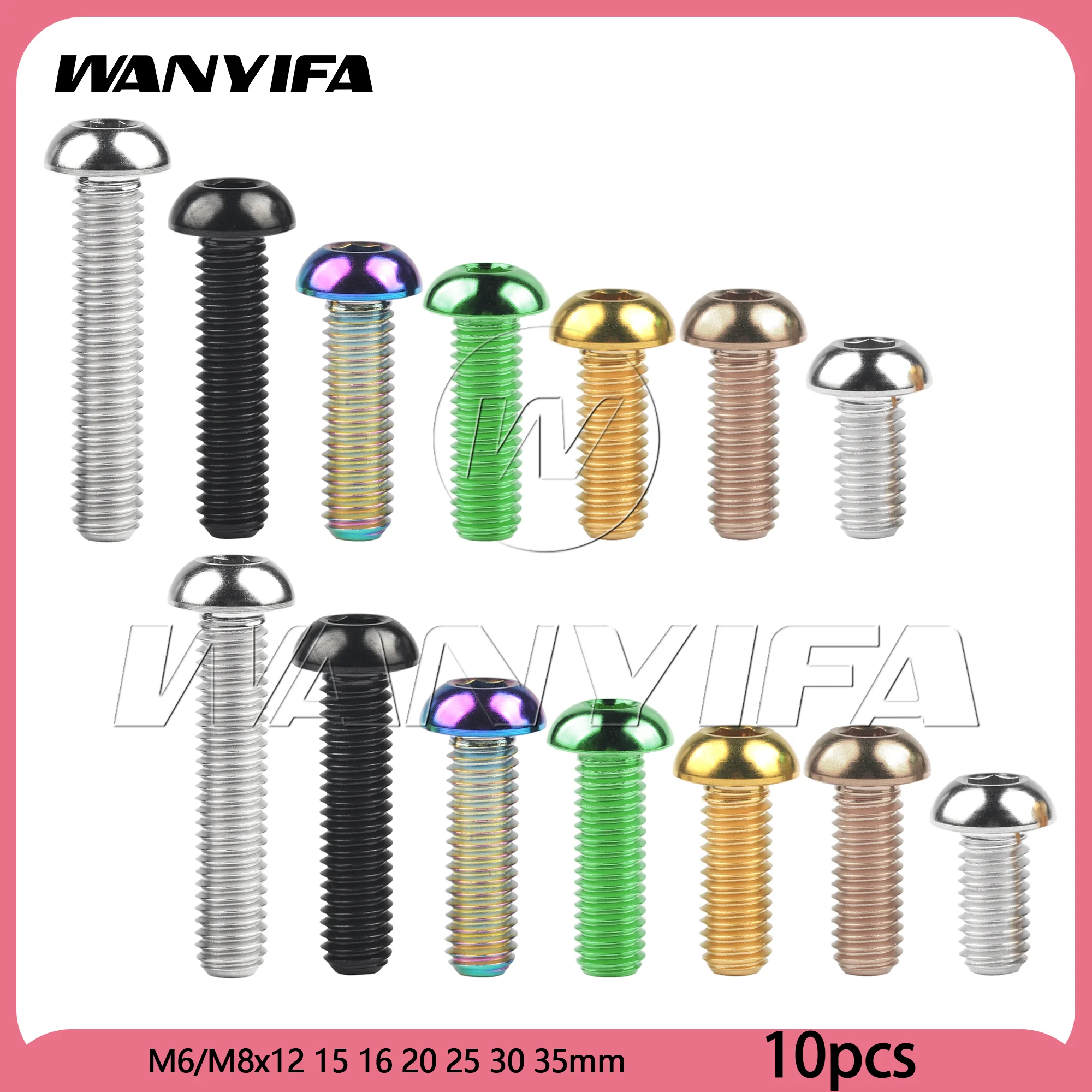

Wanyifa 10pcs Titanium Bolts M6/M8x12 15 16 20 25 30 35mm Button Hex Allen Head Screw for Bicycle Motorcycle Car