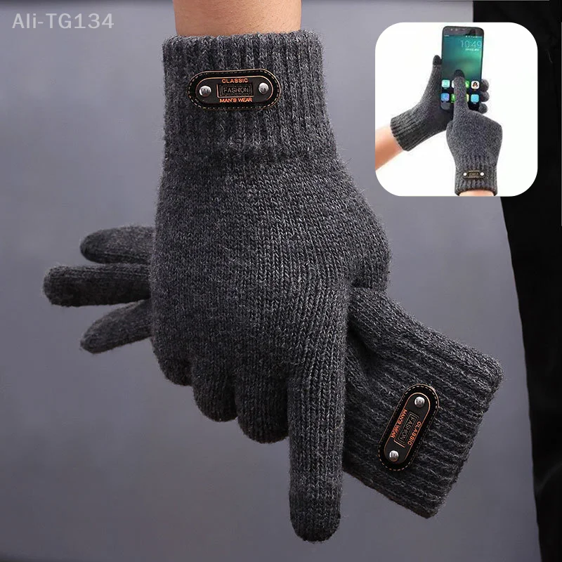Women Men Warm Winter Touch Screen Gloves Stretch Classical Knit Mittens Wool Full Finger Outdoor Cycling Driving Gloves